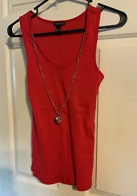 Buy NWOT Vintage Y2K FANG Women Junior Tank Top Red Removable Heart Necklace Large • 14.20£