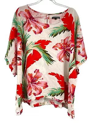 Buy For Cynthia Sz 3X Art-to-Wear Wild Linen Tropical Blouse Shirt Top Funky • 22.68£