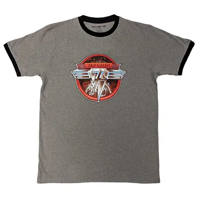 Buy Van Halen Ringer T Shirt Circle Band Logo New Official Unisex Grey XL • 17.95£
