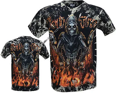 Buy Mens Grim Reaper Hell Time Biker Glow In Dark Tattoo Goth Tye Dye T- Shirt M-4XL • 14.95£