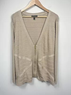Buy Lane Bryant Sweater Womens 26 28 Gold Metallic Cardigan Long Sleeve Zip Holiday • 15.01£