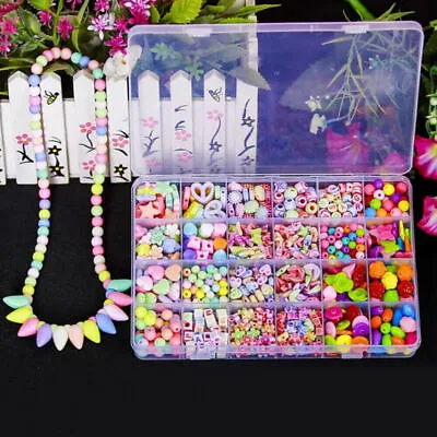 Buy 580pcs Girls Kids Necklace Bracelet Make Own Beads Jewellery Making Set Box Kit • 4.99£