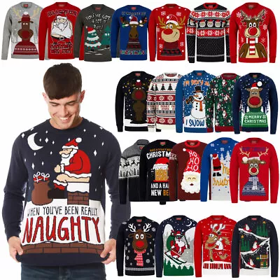 Buy Mens Christmas Jumper Funny Novelty Xmas Pullover Sweater Knitted Santa Reindeer • 18.99£