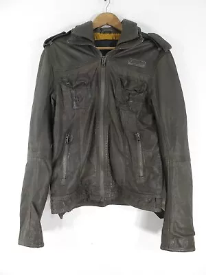 Buy Superdry - Biker Military Jacket - Grey Leather - Size M - 38  Chest • 29.99£