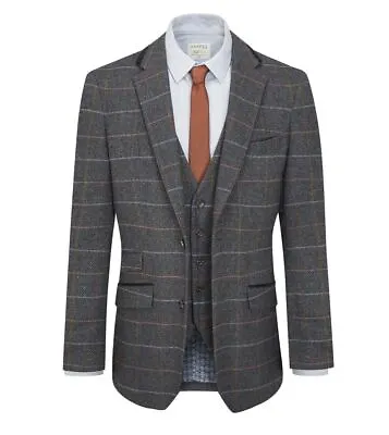 Buy Skopes Men's Doyle Wool Blend Check Jacket In Grey 34 To 62 Short To Long • 122.95£