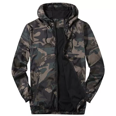Buy Mens Lightweight Hooded Zip Up Jacket Casual Hiking Loose Hoodie Coat Outwear • 22.49£