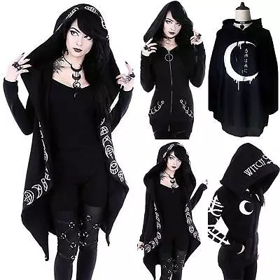Buy Women Gothic Steampunk Hooded Hoodies Sweatshirt Coat Jacket Jumper Pullover Top • 14.27£