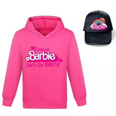 Buy Kids Girls Barbi Casual Hoodie Hoody Sweatshirt Jumper Tops With Hat Age 2-14Y • 9.78£