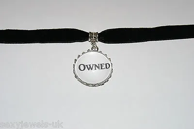 Buy Owned Black Velvet Choker Necklace Jewellery Fetish Bondage Collar Sub Master • 15.95£