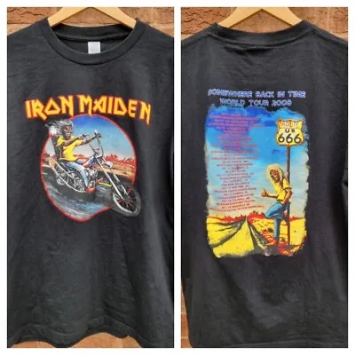 Buy Iron Maiden 2008 T SHIRT USA Somewhere Back In Time Backprint Unofficial LARGE  • 19.99£