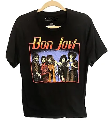 Buy Bon Jovi Black Rock Band Tee T-Shirt Women Size Large Studded • 12.49£