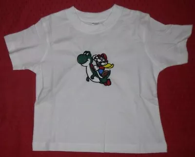 Buy Super Mario On Yoshi Embroidered White T-Shirt, Age 18-24 Months • 5£
