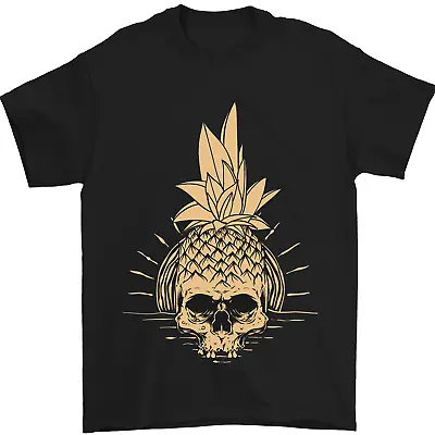 Buy Pineapple Skull Gothic Biker Surfing Mens T-Shirt 100% Cotton • 7.49£