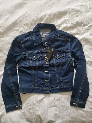Buy RED STAR Jeans Navy Denim Cropped Jacket UK Size S Womens Ladies  • 13.99£