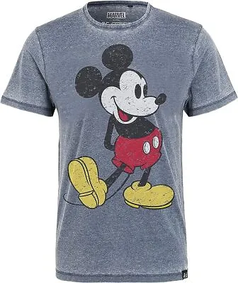 Buy NEW RE:COVERED Disney Mickey Mouse-Shirt  Vintage Style - Blue  Distressed,L/XL • 16£