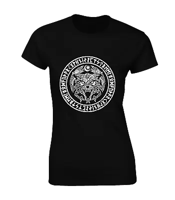 Buy Viking Wolf Womens T Shirt Odin Thor Loki Hammer Ragnar Valhalla Norse Top • 7.99£
