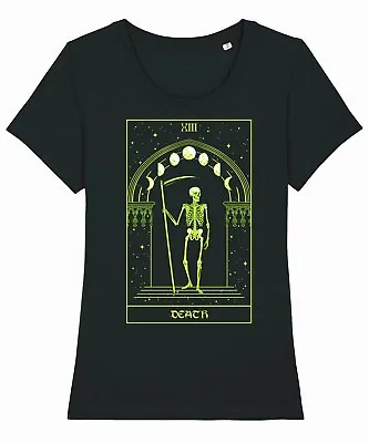 Buy Death Tarot Card T-Shirt Womens Goth Grim Reaper Skeleton Gothic Horror Clothing • 10.99£