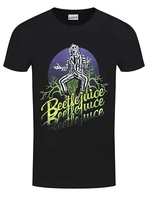 Buy Beetlejuice T-Shirt Faded Horror Movie Official New Black • 14.95£