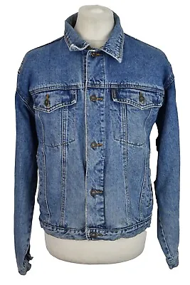 Buy CHEVRON Blue Denim Jacket Size L Mens Button Up 100% Cotton Trucker Outdoors • 23.30£