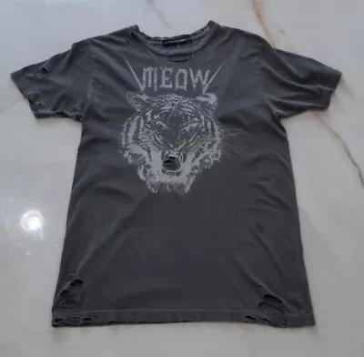 Buy Lulu Simon Studio Gray Tiger Print T-Shirt S Meow 100% Cotton Distressed Gray • 43.42£