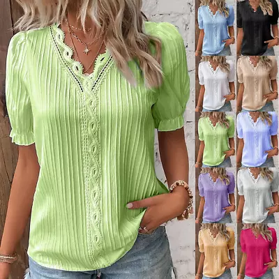 Buy Womens Long Sleeve Plain T Shirt Blouse Ladies V Neck Casual Tee Tops Plus Size • 9.99£