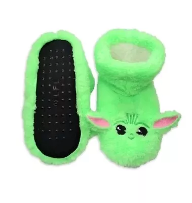 Buy Fuzzy Slipper Socks Star Wars Mandalorian Baby Yoda M/L  8-10 • 14.45£