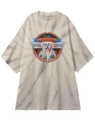 Buy Van Halen T Shirt Chrome Band Logo New Official Unisex Dip Dye Grey • 17.95£