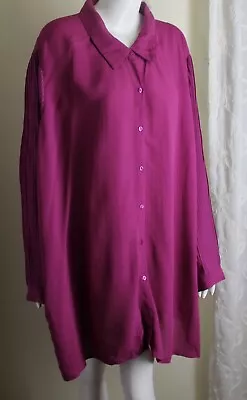 Buy NWT Ulla Popken Sz 28/30 3X 4X Pink Magenta Crepe Tunic Blouse Shirt Top • 73.71£