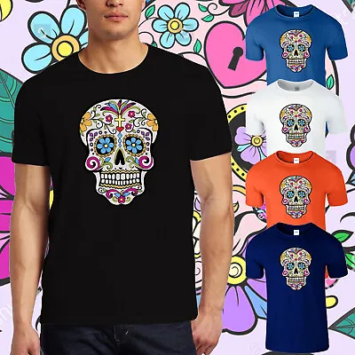 Buy Mexican Sugar Skull Mens Tshirt Tradition D?a De Muertos Day Of The Dead Tee Top • 11.99£
