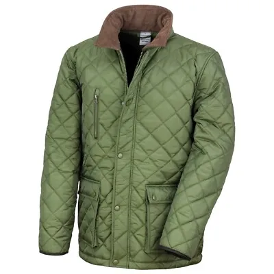 Buy Result Mens Cheltenham Gold Fleece Lined Quilt Jacket Water Repellent BC2049 • 39.21£