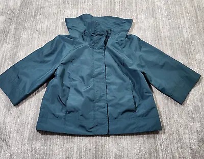 Buy Mossimo Women's Green Full Zip Windbreaker Jacket Size Medium 3/4 Sleeves • 0.78£