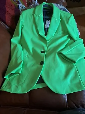 Buy Bnwt River Island Neon Lime Green Oversized Blazer UK 6 Faux Leather Jacket  • 9.99£