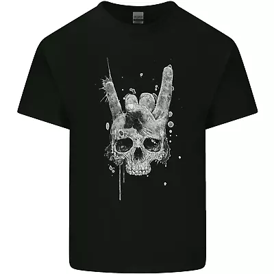 Buy Rock N Roll Music Salute Skull Biker Gothic Mens Cotton T-Shirt Tee Top • 8.75£