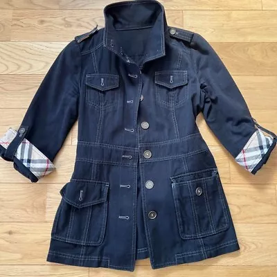 Buy Burberry Blue Label Denim Jacket 3/4 Sleeve Blue Check Women Size 38/S-M Used • 87.15£