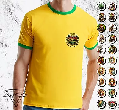 Buy One Love Ringer T-Shirt Lion Reggae Music Ganja Jamaica Festival Roots Dub Ska • 8.99£