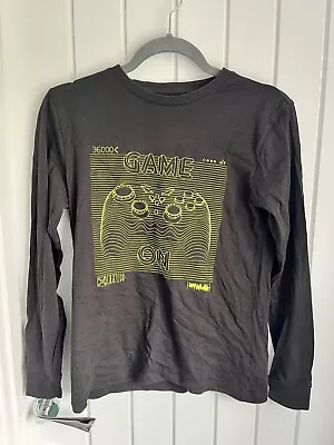 Buy Next Boys Long Sleeve T Shirt Top Charcoal Yellow Game On Print Age 12 Years • 2.99£
