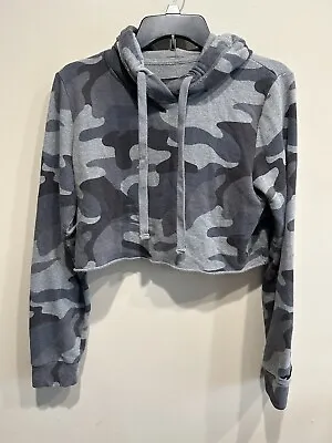 Buy Hollister Cropped Hoodie Size S Womens Grey Camouflage Sweatshirt Pullover Shirt • 2.40£