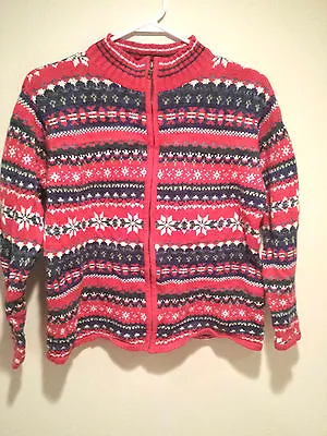 Buy Vintage Tacky Ugly Christmas Sweater - Medium Red Tiara Snowflake Nightmare !!!! • 13.44£