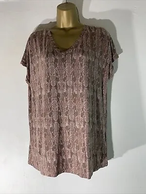 Buy Womens TU Size Uk 12 Brown Mix Snakeskin Short Sleeve Relax Fit Jersey T-shirt • 9.99£