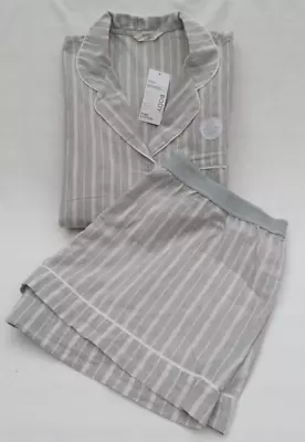 Buy Ladies Marks & Spencer Grey Mix Striped Short Pyjamas With Cool Comfort Size 18 • 16.50£