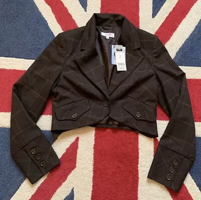Buy Womens Next, Brown Check Cropped, Fitted  Jacket With Buckle Detail, UK 12 Bnwt. • 11.50£