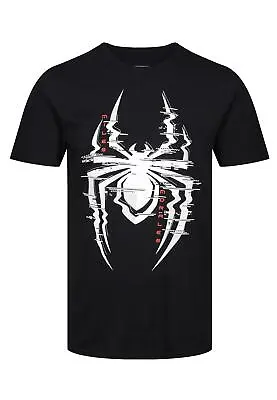 Buy Marvel Spider Man Glitch Print Black T-Shirt - Unisex Adults • 12.95£