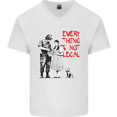 Buy Banksy Art Everything Is Not Legal Mens V-Neck Cotton T-Shirt • 9.99£