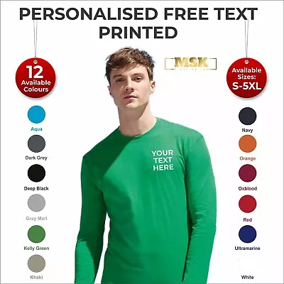 Buy Personalised Custom Printed SOL'S Mens Monarch Long Sleeve T-Shirt Tee Shirt TOP • 11.99£