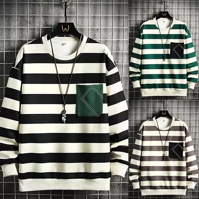 Buy Hot New Stylish Hoodies Tops Sport Striped Sweatshirt Athletic Crew Neck • 16.67£
