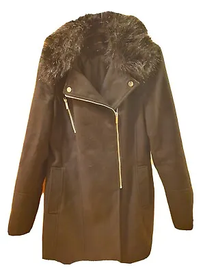 Buy Black Fur Collar Jacket Size 12 Women • 10£