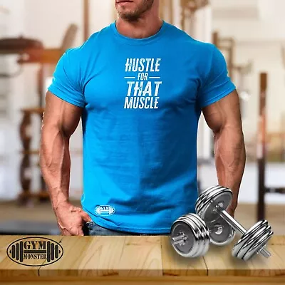 Buy Hustle For Muscle T Shirt Gym Clothing Bodybuilding Training Workout MMA Men Top • 10.99£