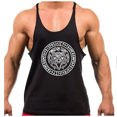 Buy Viking Wolf Thor Gym Vest Bodybuilding Muscle Training Weightlifting Top New • 8.99£
