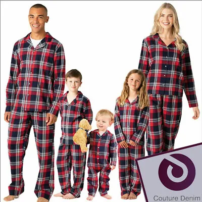 Buy Family Christmas Pyjamas Matching Xmas Nightwear Adults Kids Tartan Lounge Sets • 16.99£