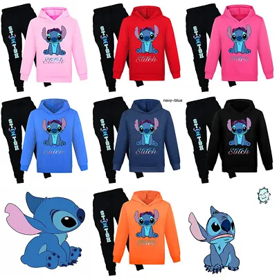 Buy Lilo Stitch Boys Girls Tracksuit Hoodie Pants Suits Tops Pants Clothing Size UK • 14.99£